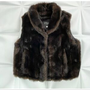 Nana Creations Womens Sz M Brown Faux Fur Vest Jacket USA Made